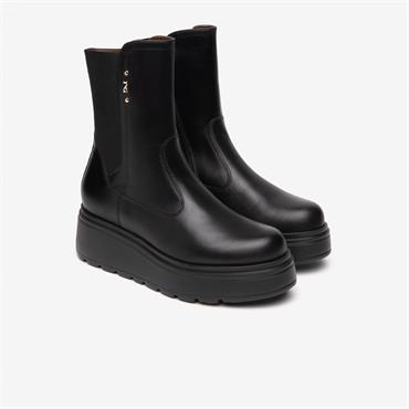 NeroGiardini Platform Stretch Ankle Boot - Black Leather